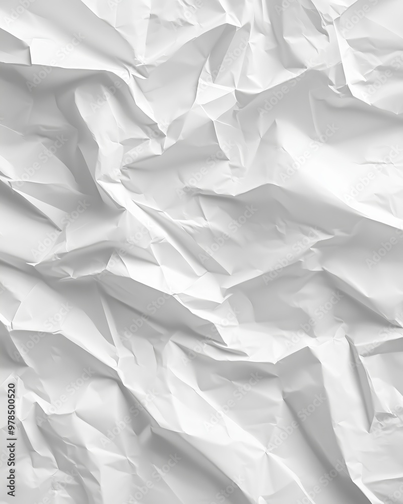 Close-up of crumpled white paper showcases folds and shadows, enhancing depth and elegance. Close-up of crumpled white paper showcases folds and shadows, enhancing depth and elegance.