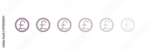 pound sterling  outline icon. Linear vector from cryptocurrency concept. 6 different line style pound sterling  icon included thin, light, regular, medium, bold, black