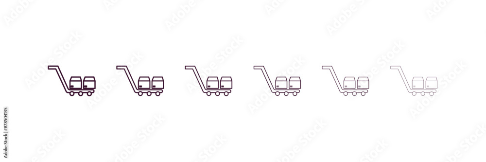 delivery cart outline icon. Linear vector from delivery concept. 6 different line style delivery cart icon included thin, light, regular, medium, bold, black delivery cart outline icon. Linear vector from delivery concept. 6 different line style delivery cart icon included thin, light, regular, medium, bold, black