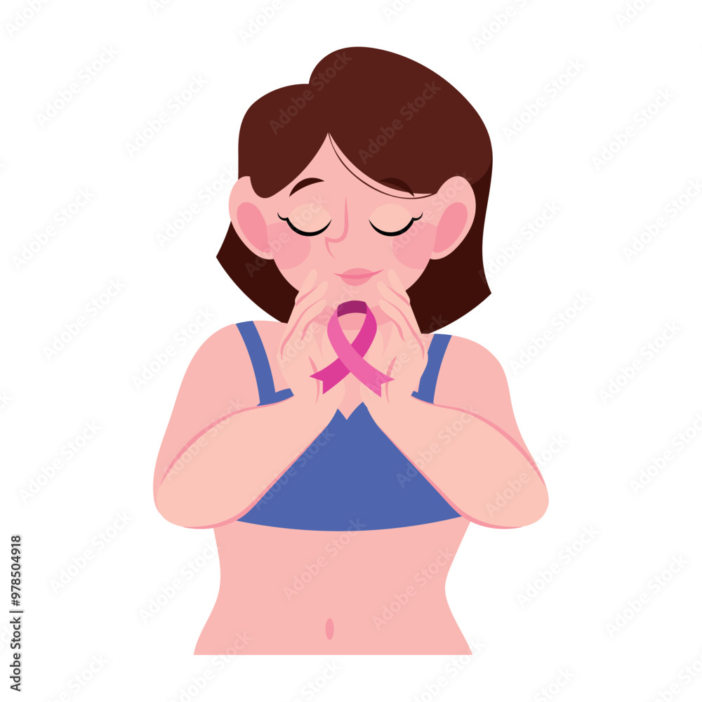 breast cancer awareness month female with ribbon breast cancer awareness month female with ribbon