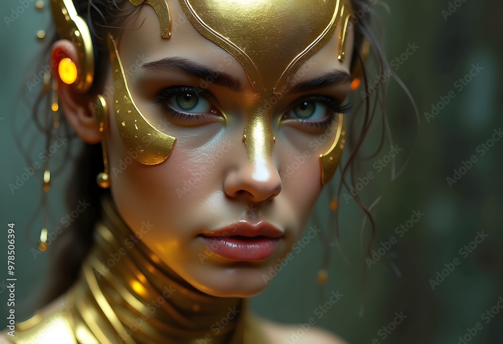 Golden Woman in the Cyberpunk Future Golden Woman in the Cyberpunk Future