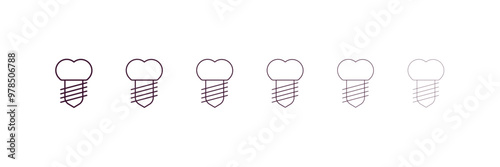 implant outline icon. Linear vector from dentist concept. 6 different line style implant icon included thin, light, regular, medium, bold, black.