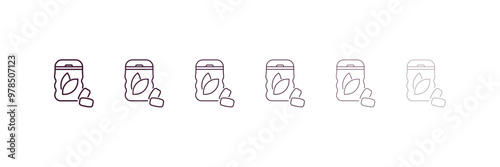 mint gum outline icon. Linear vector from dentist concept. 6 different line style mint gum icon included thin, light, regular, medium, bold, black.