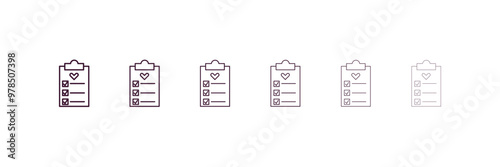 check up outline icon. Linear vector from dentist concept. 6 different line style check up icon included thin, light, regular, medium, bold, black.