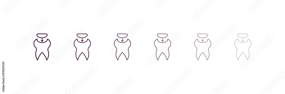 dental filling outline icon. Linear vector from dentist concept. 6 different line style dental filling icon included thin, light, regular, medium, bold, black. dental filling outline icon. Linear vector from dentist concept. 6 different line style dental filling icon included thin, light, regular, medium, bold, black.