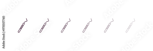 dental probe outline icon. Linear vector from dentist concept. 6 different line style dental probe icon included thin, light, regular, medium, bold, black.