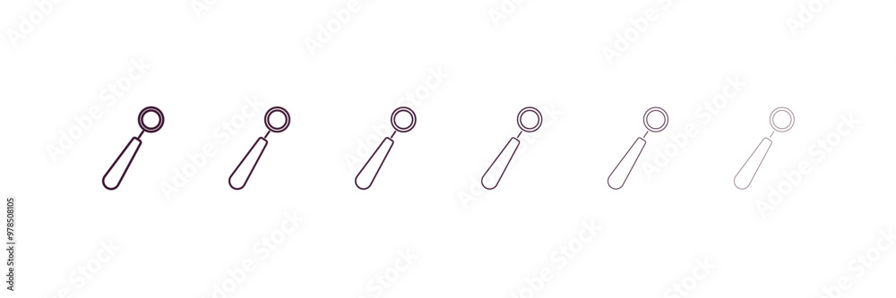 mouth mirror outline icon. Linear vector from dentist concept. 6 different line style mouth mirror icon included thin, light, regular, medium, bold, black. mouth mirror outline icon. Linear vector from dentist concept. 6 different line style mouth mirror icon included thin, light, regular, medium, bold, black.