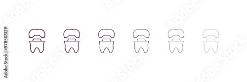 molar crown outline icon. Linear vector from dentist concept. 6 different line style molar crown icon included thin, light, regular, medium, bold, black.