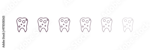 bicuspid outline icon. Linear vector from dentist concept. 6 different line style bicuspid icon included thin, light, regular, medium, bold, black.