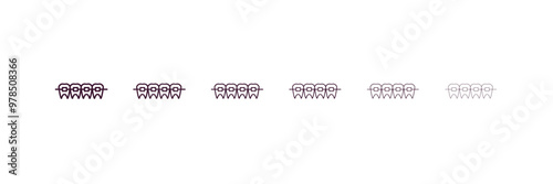 lingual braces outline icon. Linear vector from dentist concept. 6 different line style lingual braces icon included thin, light, regular, medium, bold, black.