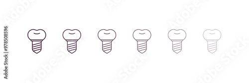 implant outline icon. Linear vector from dentist concept. 6 different line style implant icon included thin, light, regular, medium, bold, black.