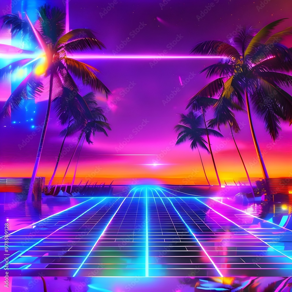 Fototapeta premium Vibrant Retro 80s Graphics