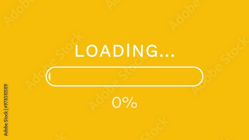 motion graphics video clip loading bar screen progress animation effect on yellow background