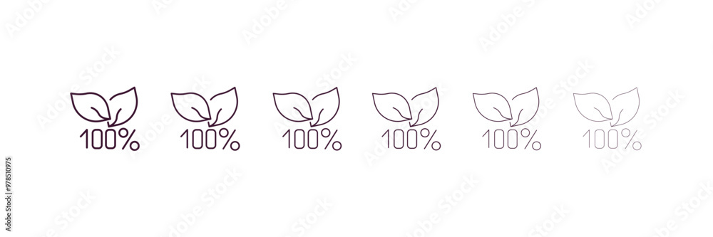 100 percent natural outline icon. Linear vector from ecology concept. 6 different line style 100 percent natural icon included thin, light, regular, medium, bold, black 100 percent natural outline icon. Linear vector from ecology concept. 6 different line style 100 percent natural icon included thin, light, regular, medium, bold, black