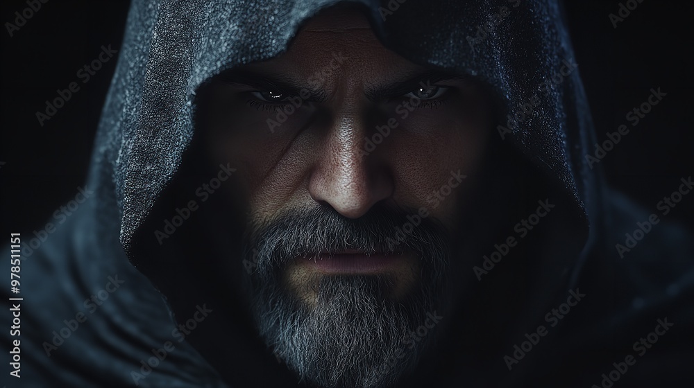 portrait of a person with a hood portrait of a person with a hood