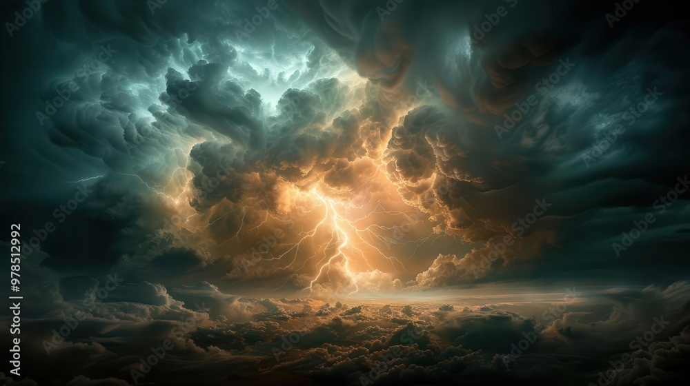 Abstract stormy skies with dramatic lighting, nature background, tempestuous atmosphere Abstract stormy skies with dramatic lighting, nature background, tempestuous atmosphere