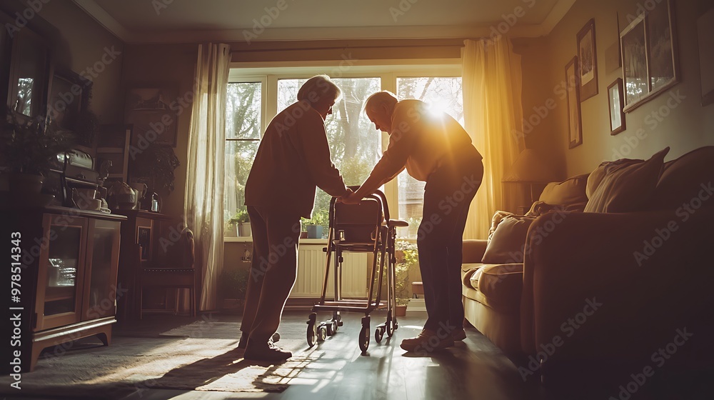 © TNPP Studio - Caregiver Assisting Elderly Man with Walker at Home © TNPP Studio - Caregiver Assisting Elderly Man with Walker at Home