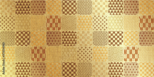 金　和柄　模様　年賀状　背景	