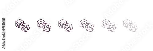 dices outline icon. Linear vector from entertainment concept. 6 different line style dices icon included thin, light, regular, medium, bold, black