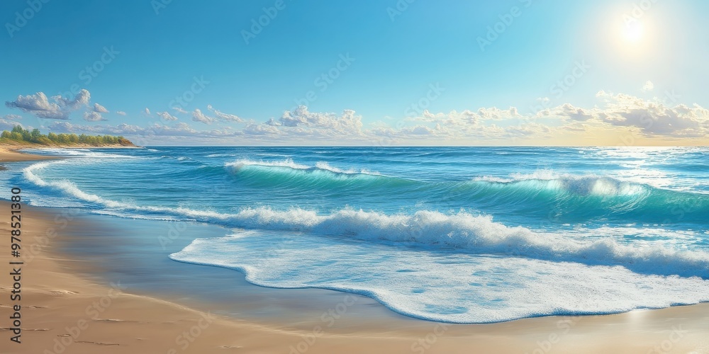 Fototapeta premium A sunny beach with gentle waves 
