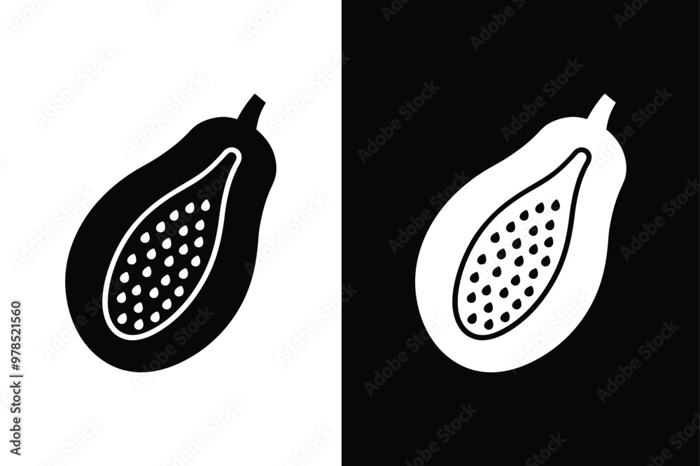 papaya fruit icon. Papaya slices or portion icon clean simple silhouette papaya fruit icon. Papaya slices or portion icon clean simple silhouette