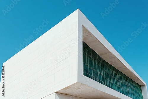 A wide angle photo of the museum, a modern architectural building made of concrete in Porto