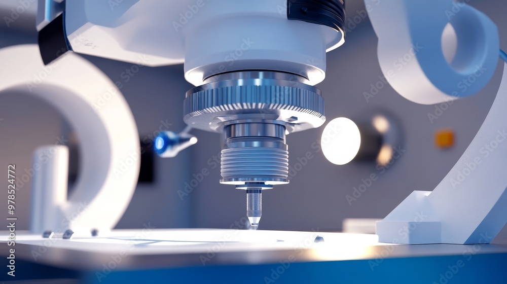 Close-up of a modern microscope in a laboratory setting, highlighting its intricate design and advanced technology for scientific research. Close-up of a modern microscope in a laboratory setting, highlighting its intricate design and advanced technology for scientific research.