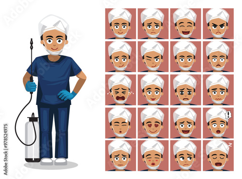Pest Controller Cartoon Character Emotions
