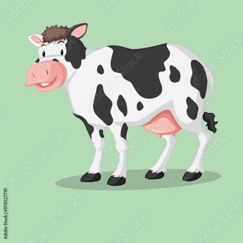 Cute cow with big smile on vector design. photo