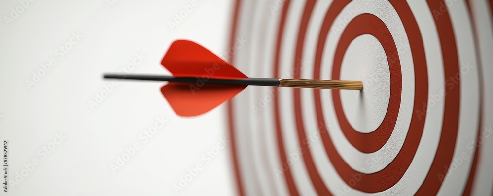 A close-up view of a dart hitting the center of a target, symbolizing precision and achievement in goals. A close-up view of a dart hitting the center of a target, symbolizing precision and achievement in goals.