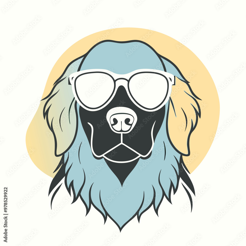 a black and white illustration of a Golden retriever dog's head. The dog appears to be a Newfoundland or a similar breed, with a long, shaggy coat and a round face a black and white illustration of a Golden retriever dog's head. The dog appears to be a Newfoundland or a similar breed, with a long, shaggy coat and a round face