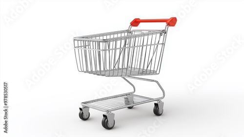 A shopping cart on a white background.