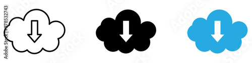 Cloud upload icon thin line illustration