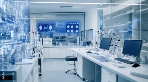 Modern laboratory with advanced technology and equipment for scientific research.