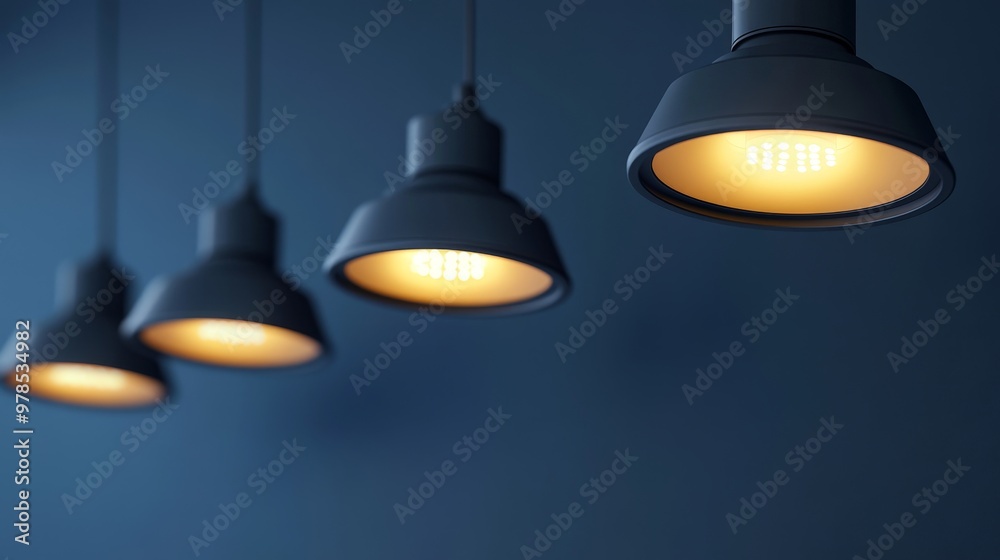 Elegant pendant lights hanging against a dark wall, creating a warm and inviting atmosphere in a modern interior. Elegant pendant lights hanging against a dark wall, creating a warm and inviting atmosphere in a modern interior.