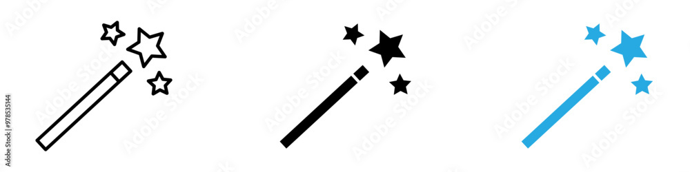 Magic wand icon thin line illustration Magic wand icon thin line illustration
