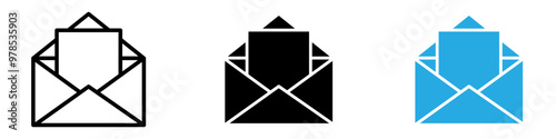 Open envelope icon thin line illustration