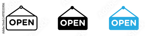 Open sign thin line illustration