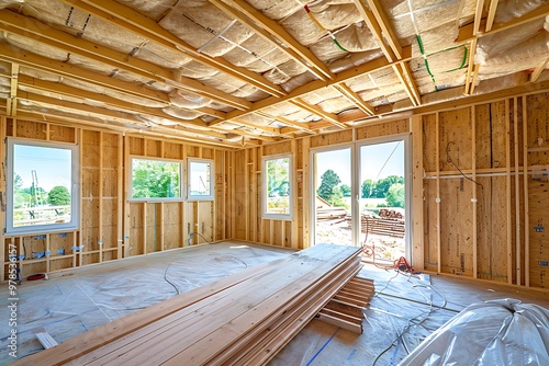 Interior of a new wooden house