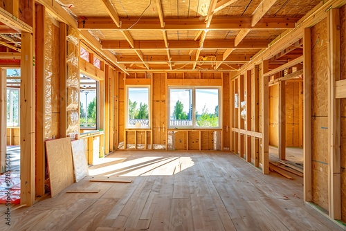 Interior of a new wooden house