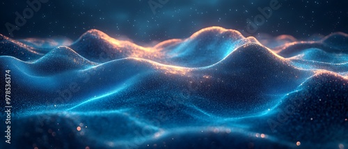 Abstract blue and orange glowing wavy lines background.