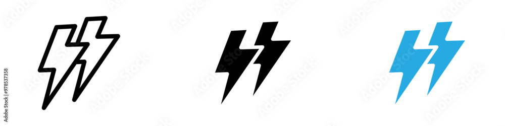 Thunder bolt icon thin line illustration Thunder bolt icon thin line illustration