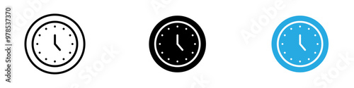 Time clock icon thin line illustration