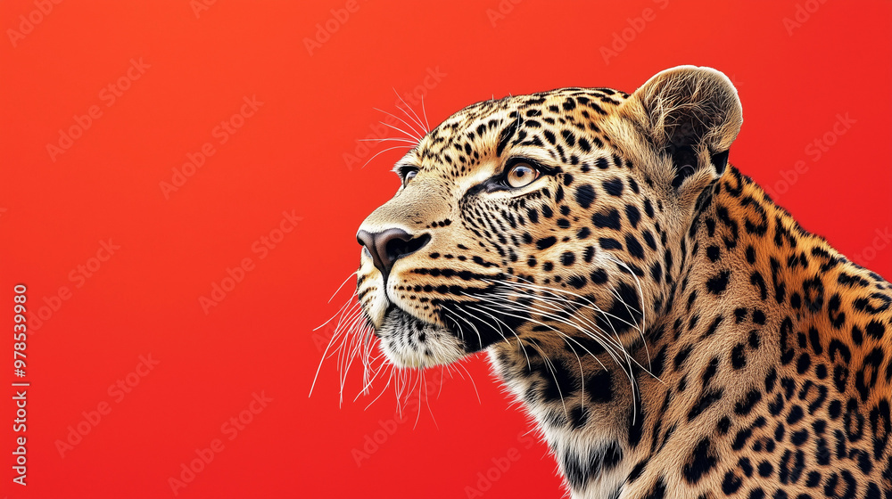 leopard on red background leopard on red background