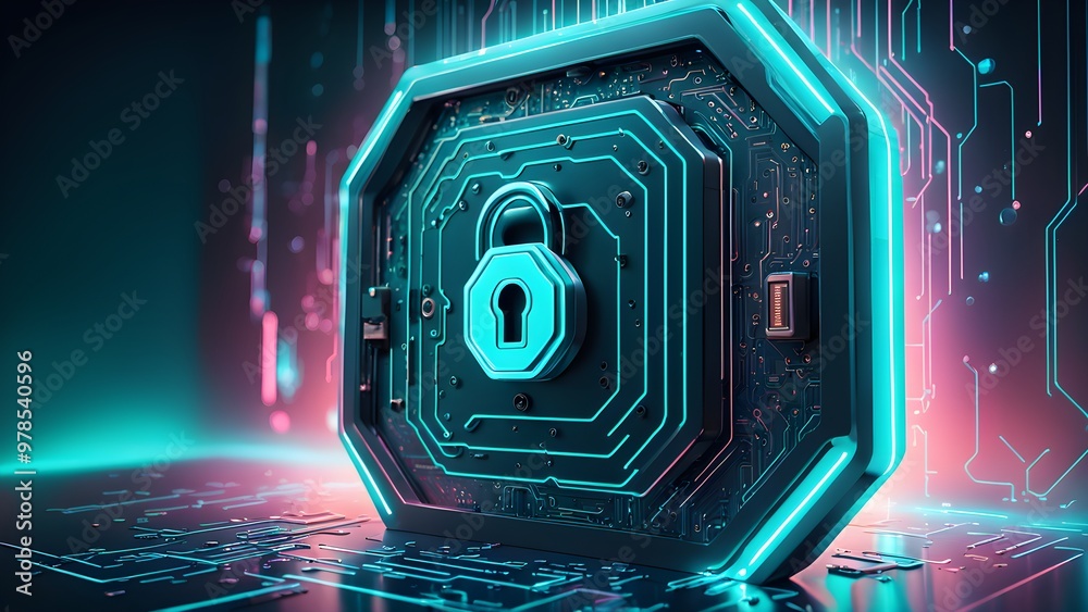 A glowing blue padlock symbol on a circuit board, representing cybersecurity and digital protection. A glowing blue padlock symbol on a circuit board, representing cybersecurity and digital protection.