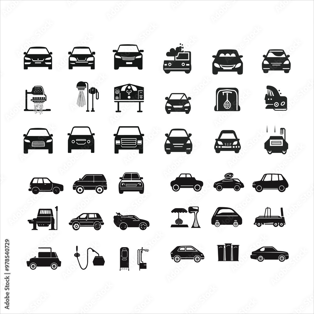 Automobile and Vehicle Icon Set Vector Illustration Automobile and Vehicle Icon Set Vector Illustration