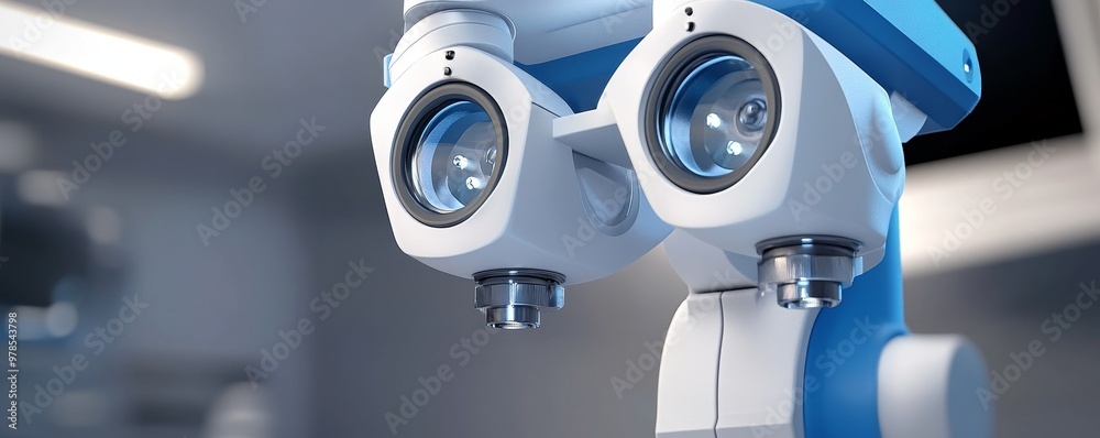 Close-up of a modern medical microscope showcasing advanced optics and precision technology in a clinical environment. Close-up of a modern medical microscope showcasing advanced optics and precision technology in a clinical environment.
