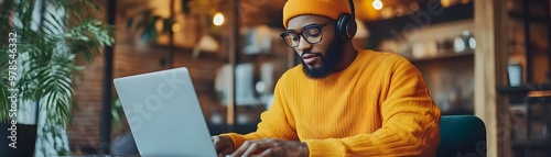 Young vlogger editing video...