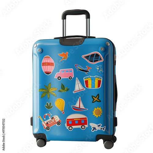 MALA DE VIAGEM AZUL COM ADESIVOS 