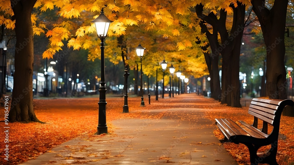 Naklejka premium park with autumn